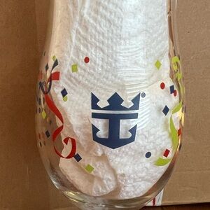 Royal Caribbean Confetti hurricane glass with emblem